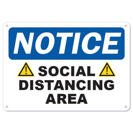 Signmission OSHA Sign, Social Distancing Area, 18in X 12in Plastic, 18" W, 12" H, Social Distancing Area OS-NS-P-1218-25597